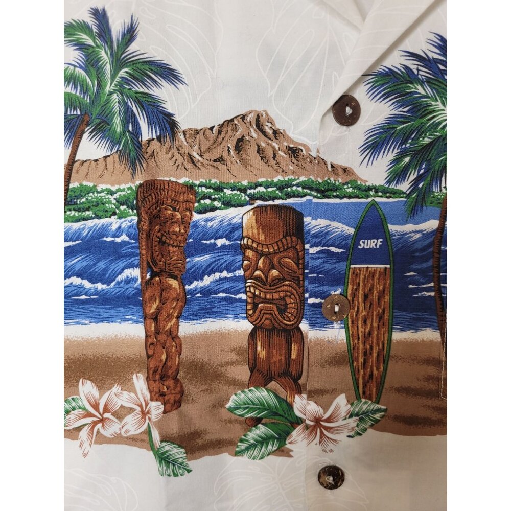 VTG Mens Hawaiian Aloha Shirt M Tiki button up Totem pole grandpa core beach - Picture 6 of 6